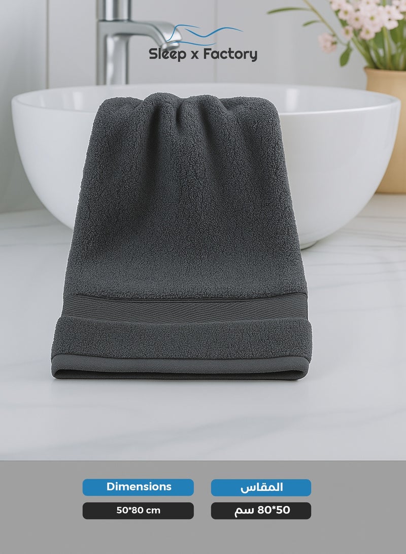سليب × فاكتوري منشفة يد رمادي فاتح – قطن ١٠٠٪، ناعمة وعالية الامتصاص – ٥٠×٨٠ سم - Image 3