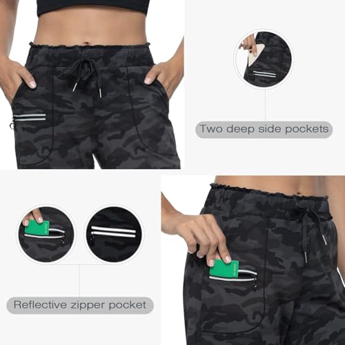 Haowind Joggers for Women with Pockets Elastic Waist Workout Sport Gym Pants Comfy Lounge Yoga Running Pants(Black Ash Camo L) - Image 5