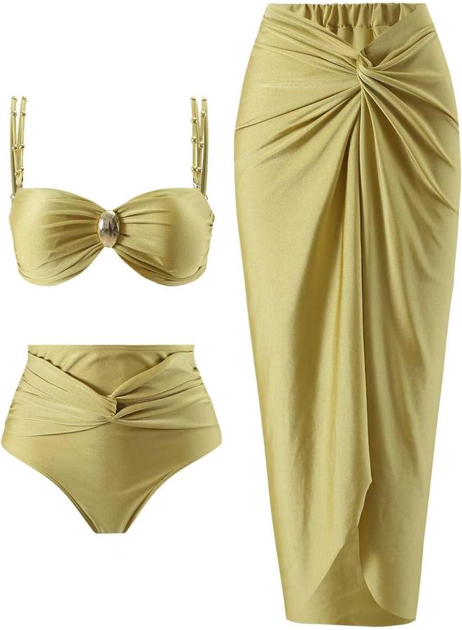 Y&D Women's One Piece Swimsuit with Cover up Set Beach Wrap Skirt Retro Bikini Set Two Piece Bathing Suit with Cover up - Image 1