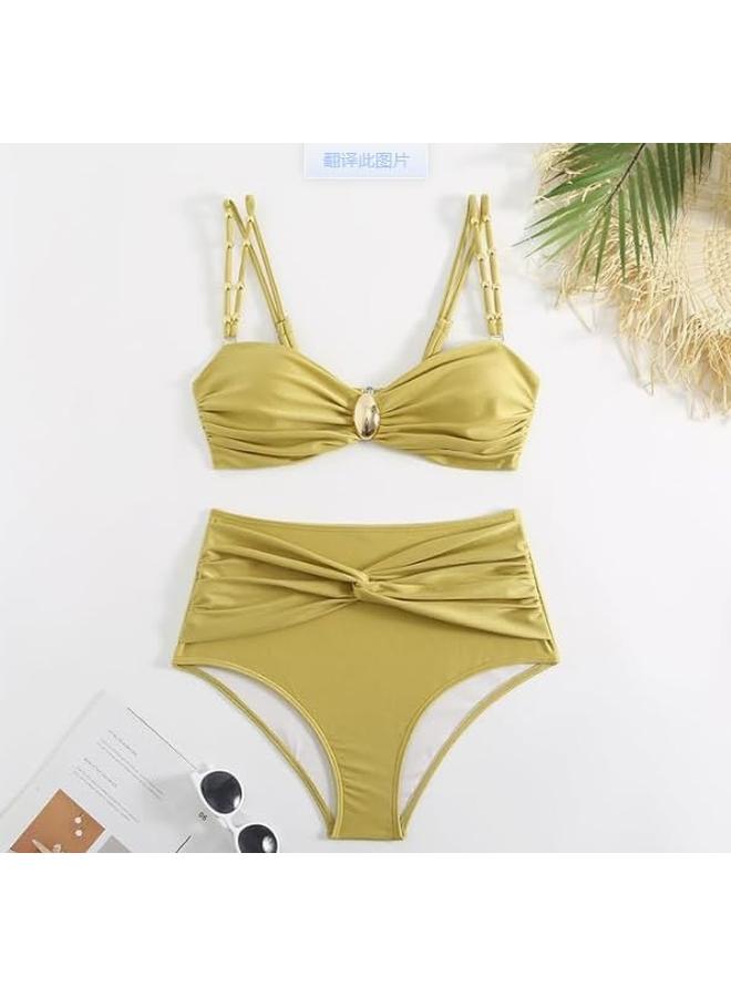 Y&D Women's One Piece Swimsuit with Cover up Set Beach Wrap Skirt Retro Bikini Set Two Piece Bathing Suit with Cover up - Image 5