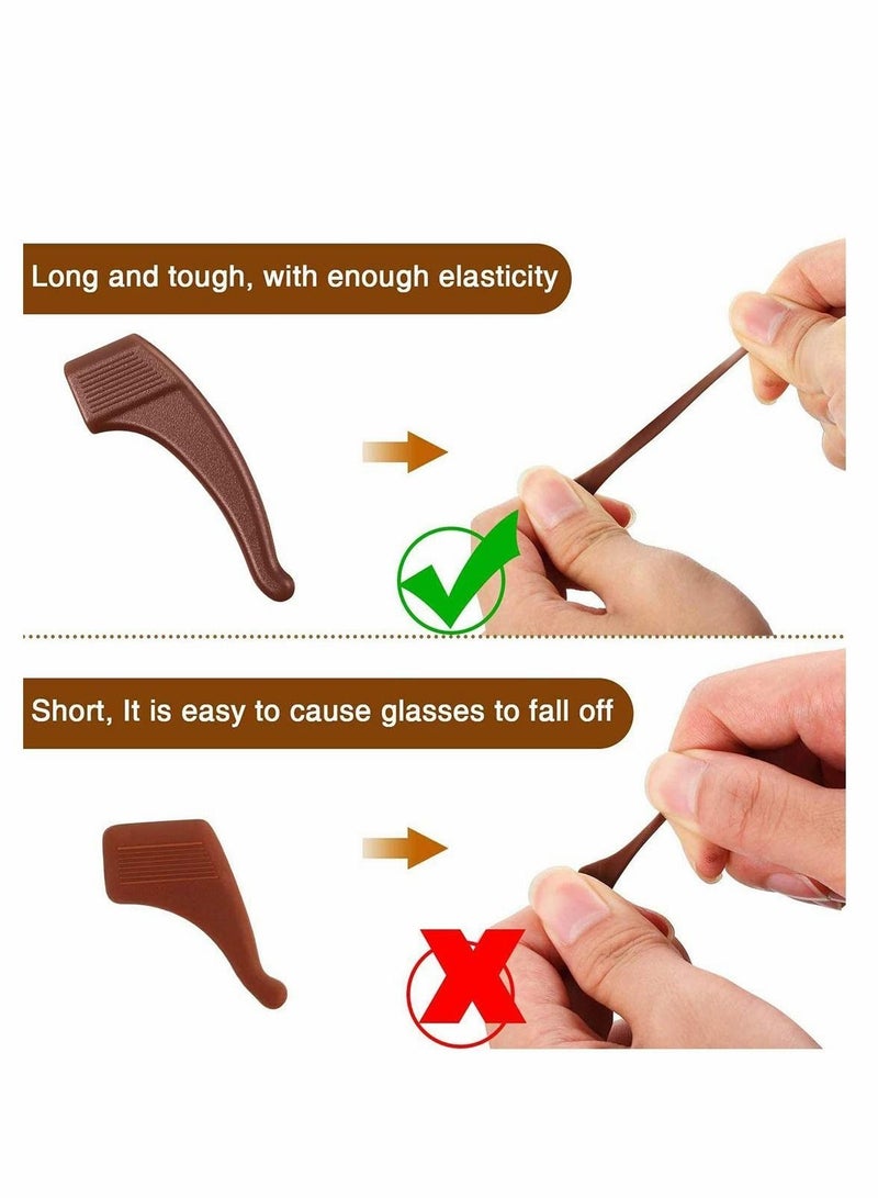NIBEMINENT 9 Pairs Glasses Ear Grip Hook, Silicone Temple Tip Holders Anti-Slip Protectors, Eyeglasses Retainers Stoppers in Black, Clear, Brown - Image 3