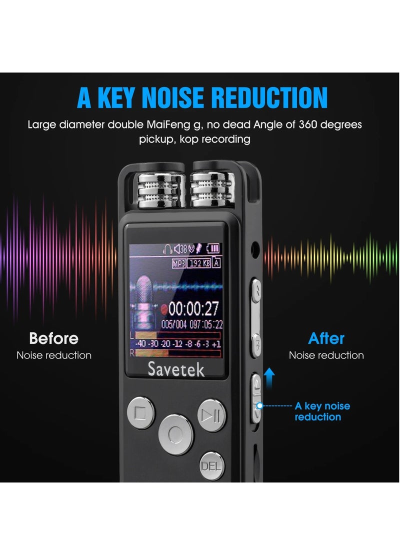ماركة غير محددة مسجل صوت رقمي، مسجل صوت رقمي Evp منشط بالصوت، مسجل صوت قابل لإعادة الشحن عبر USB Hifi Mp3 مع دعم بطاقة TF، (قطعة واحدة، أسود)  - Image 2