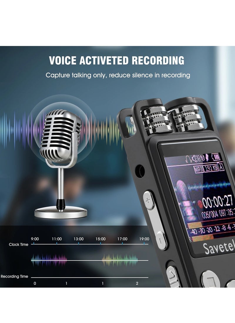 ماركة غير محددة مسجل صوت رقمي، مسجل صوت رقمي Evp منشط بالصوت، مسجل صوت قابل لإعادة الشحن عبر USB Hifi Mp3 مع دعم بطاقة TF، (قطعة واحدة، أسود)  - Image 4