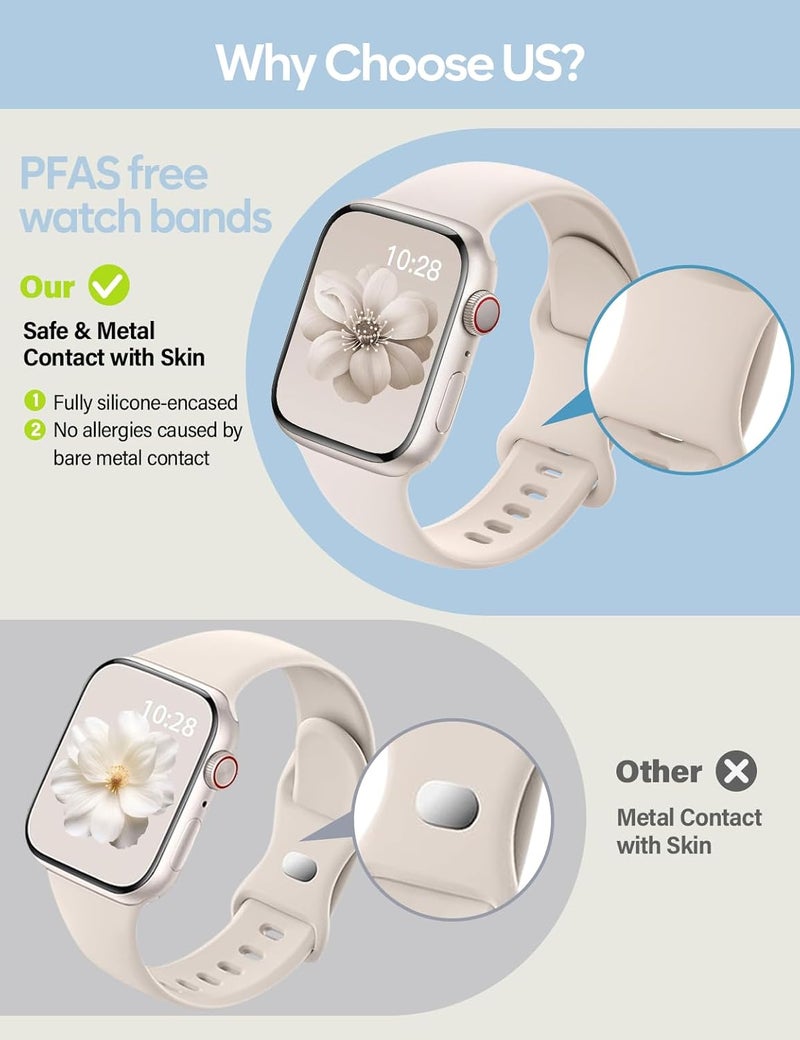 SuperNaNa Sport Silicone Band for Apple Watch - Waterproof Replacement Strap for All Series - Image 3