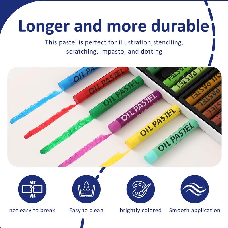 PABLUE Oil Pastels 48 Colors, Soft Oil Pastel Crayons for Drawing Blending,Layering, Shading, Art Supplies Gift for Artists, Beginners - Image 3