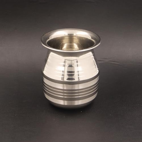 Spillbox Stainless Steel Lota | Kalash |Sombu | Theertha Sembu | Vessel |Jug | Karwachauth | Diwali | Mandir Wedding|Kamandal|Gangajal|Water Gangotri|Chambu[Weight:110g Capacity:450ml]- SS Sombu - Image 3
