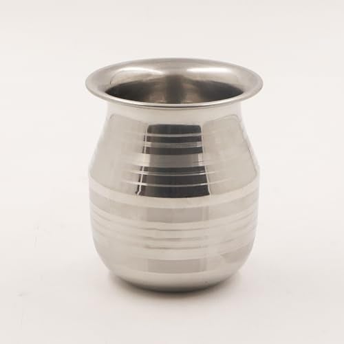 Spillbox Stainless Steel Lota | Kalash |Sombu | Theertha Sembu | Vessel |Jug | Karwachauth | Diwali | Mandir Wedding|Kamandal|Gangajal|Water Gangotri|Chambu[Weight:110g Capacity:450ml]- SS Sombu - Image 1