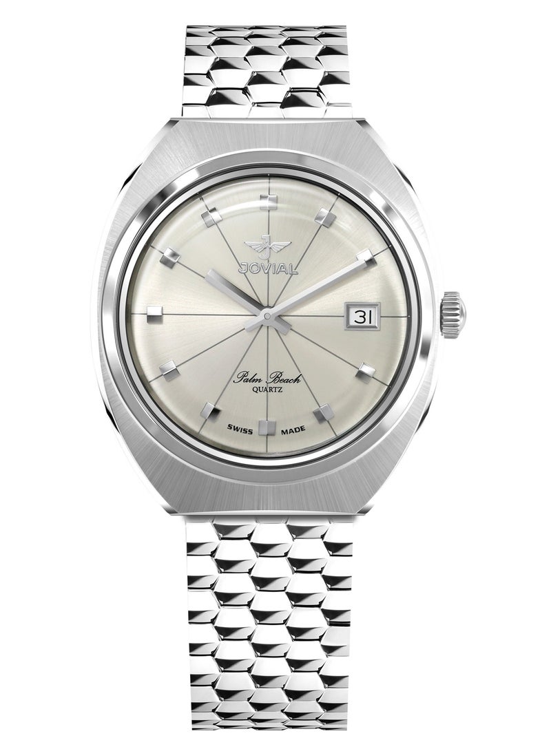 Jovial Men's Fashion Stainless Steel watch, 37mm, White - Image 1