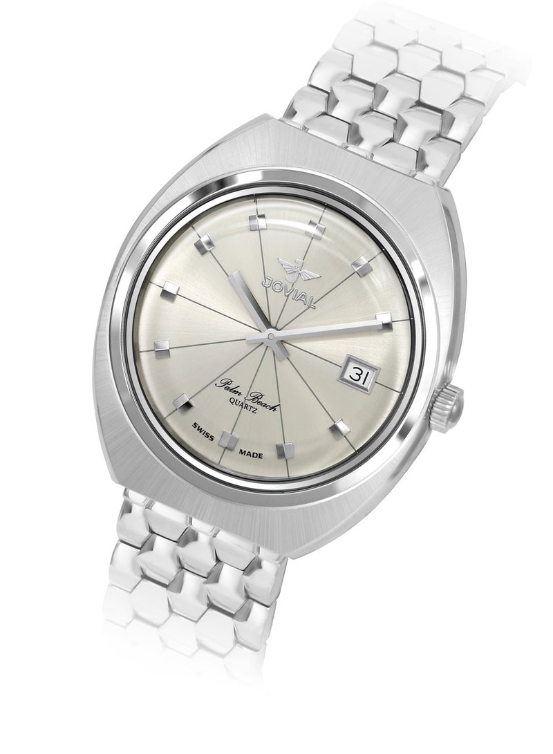 Jovial Men's Fashion Stainless Steel watch, 37mm, White - Image 2