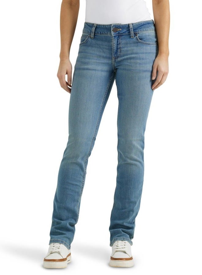 Wrangler Women's Misses Western Mid Rise Stretch Straight Leg Jean, Brianna, 13 Short - Image 1