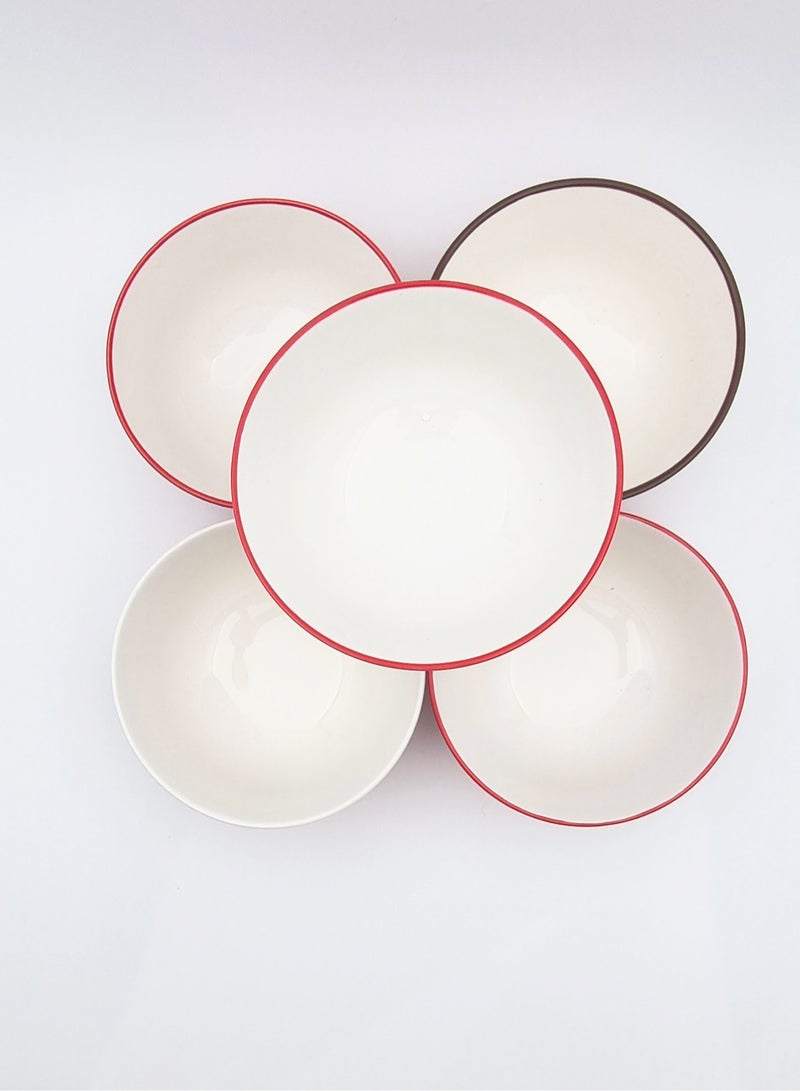 Decorative Red Round Serving Bowl Made Of Durable Ceramic - Image 3