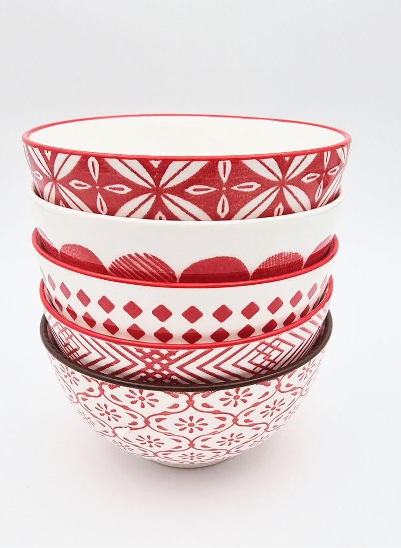Decorative Red Round Serving Bowl Made Of Durable Ceramic - Image 4