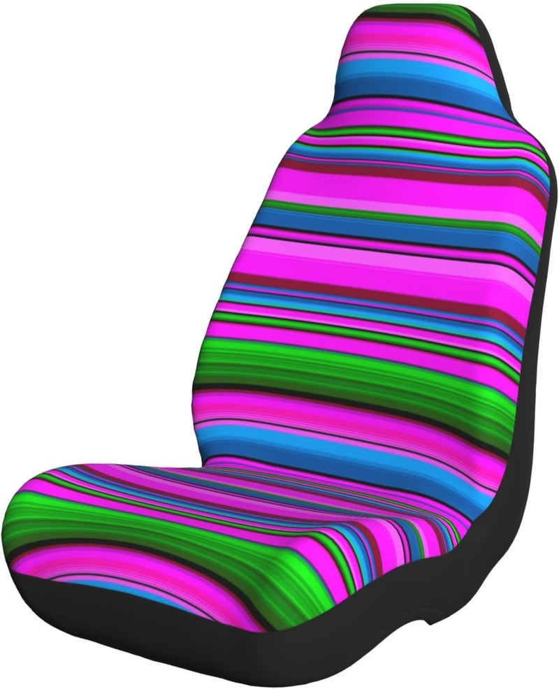 Mexican Serape Car Seat Cover, Front Seat Protector Universal Auto Accessories, Car Decor for Sedan SUV Van Most Cars 2 PCS - Image 1