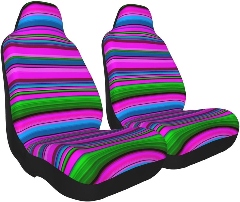 Mexican Serape Car Seat Cover, Front Seat Protector Universal Auto Accessories, Car Decor for Sedan SUV Van Most Cars 2 PCS - Image 2