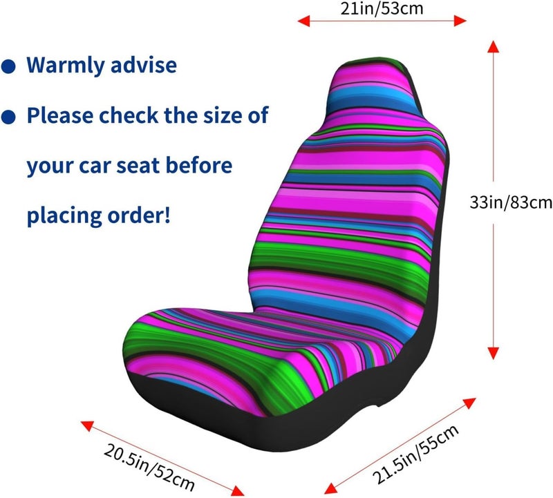 Mexican Serape Car Seat Cover, Front Seat Protector Universal Auto Accessories, Car Decor for Sedan SUV Van Most Cars 2 PCS - Image 5