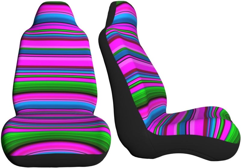 Mexican Serape Car Seat Cover, Front Seat Protector Universal Auto Accessories, Car Decor for Sedan SUV Van Most Cars 2 PCS - Image 3