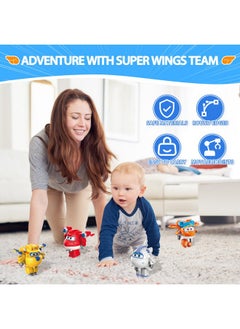 SUPER WINGS Super Wings 2" Transform-a-Bots 4-Pack, Supercharged Jett, Donnie, Astra, Sunny, Airplane Toys Vehicle Mini Figures, Fun Toys for Kids, Transformer Toys for 3 4 5 Year Old Boys and Girls  - Image 3