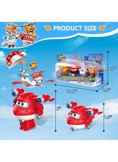 SUPER WINGS Super Wings 2" Transform-a-Bots 4-Pack, Supercharged Jett, Donnie, Astra, Sunny, Airplane Toys Vehicle Mini Figures, Fun Toys for Kids, Transformer Toys for 3 4 5 Year Old Boys and Girls  - Image 5