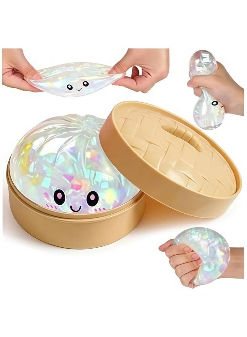 Glitter Dumpling Squishy, Dumpling Stress Ball,2026 New Soft Squeeze Anxiety Relief Fidget Toy, Decompression Dough Sensory Toy, Sparkly Dumplings Stretchy Squishy - Image 1