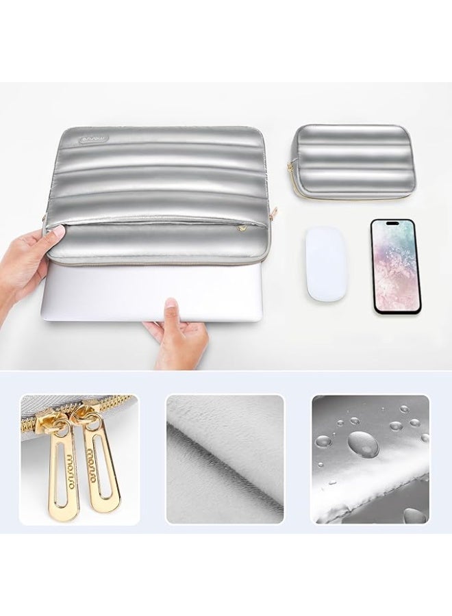 MOSISO Shiny Puffy Laptop Sleeve 15–16 Inch, Compatible with MacBook Pro 16 (2024–2019, M3/M2/M1), 15.6 Inch Dell, HP, Lenovo Laptops, Quilted Puffer Protective Carrying Case for Women & Men - Image 4