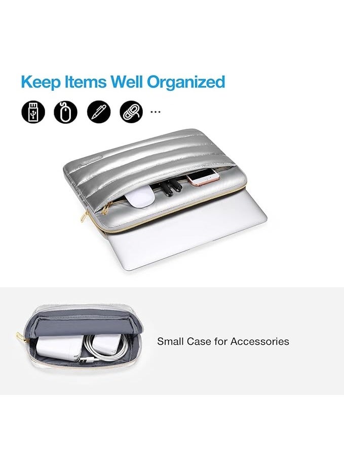 MOSISO Shiny Puffy Laptop Sleeve 15–16 Inch, Compatible with MacBook Pro 16 (2024–2019, M3/M2/M1), 15.6 Inch Dell, HP, Lenovo Laptops, Quilted Puffer Protective Carrying Case for Women & Men - Image 2