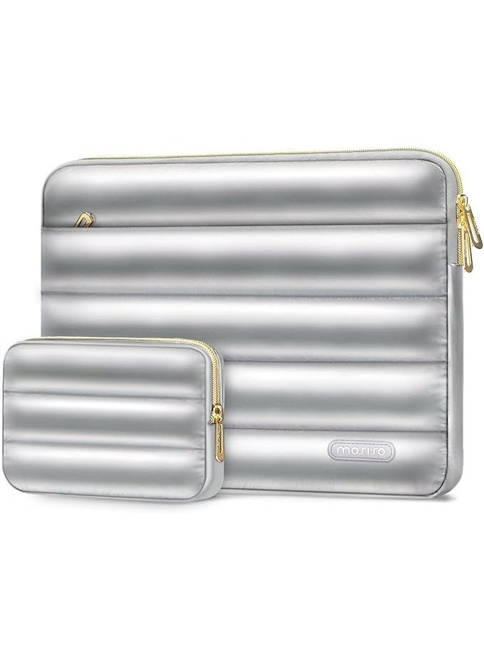 MOSISO Shiny Puffy Laptop Sleeve 15–16 Inch, Compatible with MacBook Pro 16 (2024–2019, M3/M2/M1), 15.6 Inch Dell, HP, Lenovo Laptops, Quilted Puffer Protective Carrying Case for Women & Men - Image 1