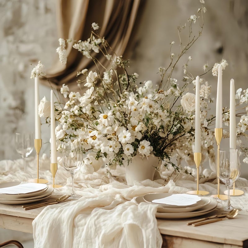 ECHFSM French Gold Taper Candle Holders for Wedding Table Centerpiece,Tall Taper Candlestick Holders Bulk Set of 27,Metal Candle Stick Holders for Dinning or Mantel Centerpiece,Party Home Decor - Image 4