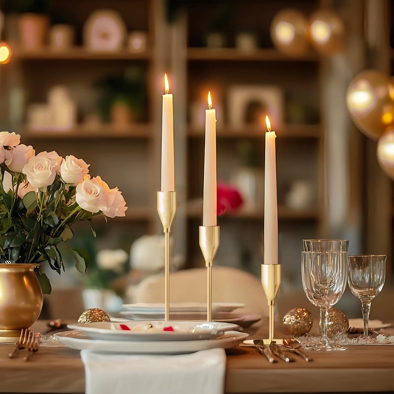 ECHFSM French Gold Taper Candle Holders for Wedding Table Centerpiece,Tall Taper Candlestick Holders Bulk Set of 27,Metal Candle Stick Holders for Dinning or Mantel Centerpiece,Party Home Decor - Image 5