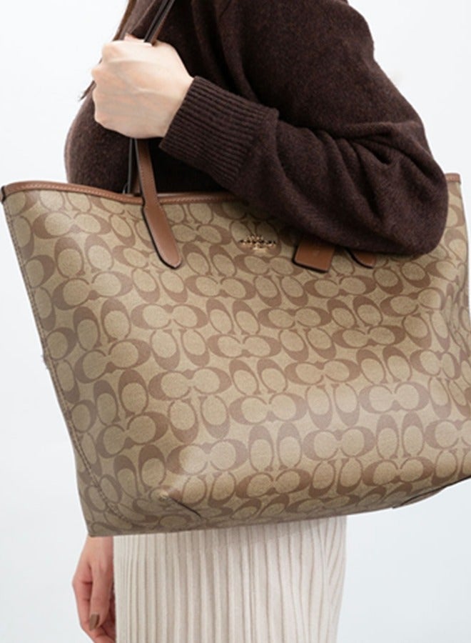 كوتش اوت ليت المرأة المألوف وتنوعا سعة كبيرة حمل حقيبة الكتف كبيرة الحجم - Image 3