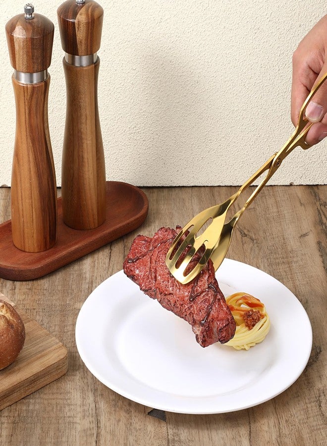 Qulkws 2 Pack Gold Serving Tongs Buffet for Kitchen Serving and Cooking, Thickening Stainless Steel Salad Tongs Food Tong Servings Utensils for Wedding Party Catering (Gold) - Image 3