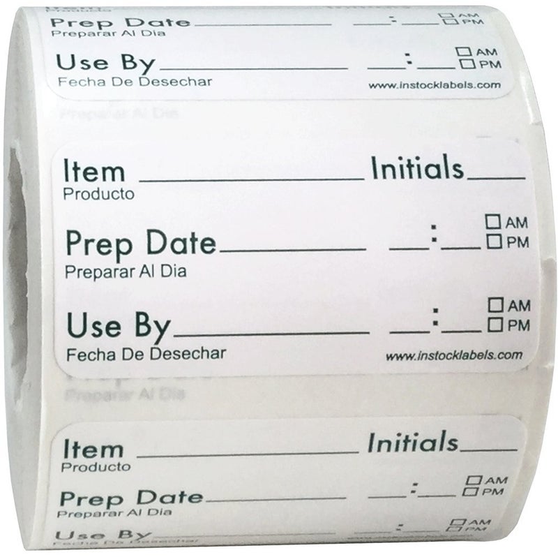 InStockLabels.com Writable Food Rotation Labels Prep Date Use by Permanment Adhesive 1 x 2 Inch 500 Total Stickers - Image 1