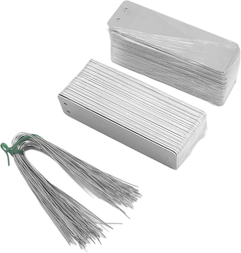 Bewinner 100 Pack Double Sided Write On Aluminum Plant Tags for Outdoor Gardening, Sturdy Metal Tree Identification Labels with Wire Ties, Waterproof 3.2x1.0 Inch Plant Markers - Image 3