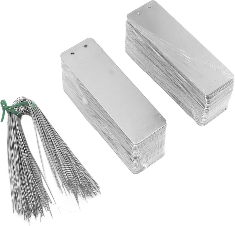 Bewinner 100 Pack Double Sided Write On Aluminum Plant Tags for Outdoor Gardening, Sturdy Metal Tree Identification Labels with Wire Ties, Waterproof 3.2x1.0 Inch Plant Markers - Image 2