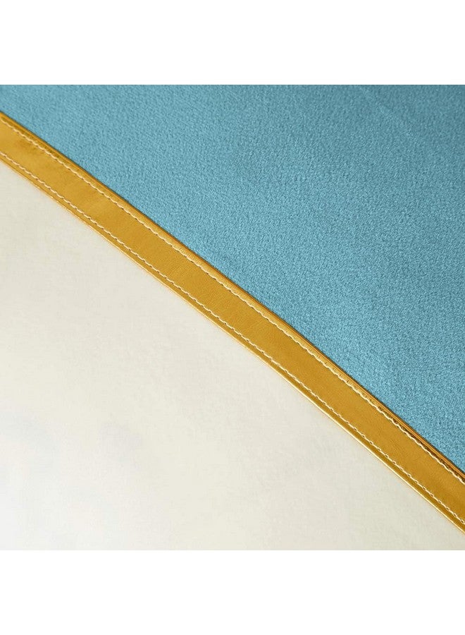 AEROHAVEN™ Set of 2 Premium Velvet with Gold Stripe Decorative Throw Pillow/Cushion Covers with Invisible Zipper - (24 x 24 Inch, Aqua) - Image 5