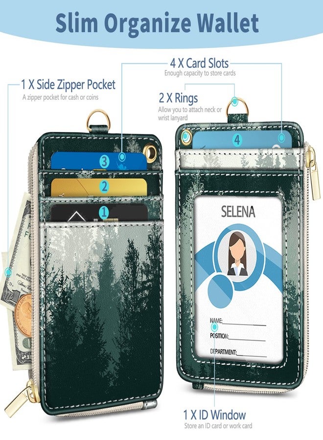 Mavellin Misty Forest Lanyard Wallet with Id Badge Holder, Small Keychain RFID Wallet Women, Zipper Credit Card Holder Phone Wrist Wristlet Neck Strap for Key Name Tag, Teacher Student Office Gifts - Image 4