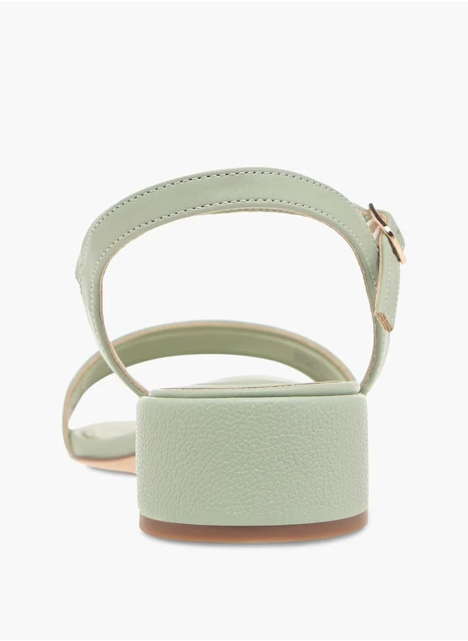 سيليست Women's Textured Sandals with Block Heels and Buckle Closure