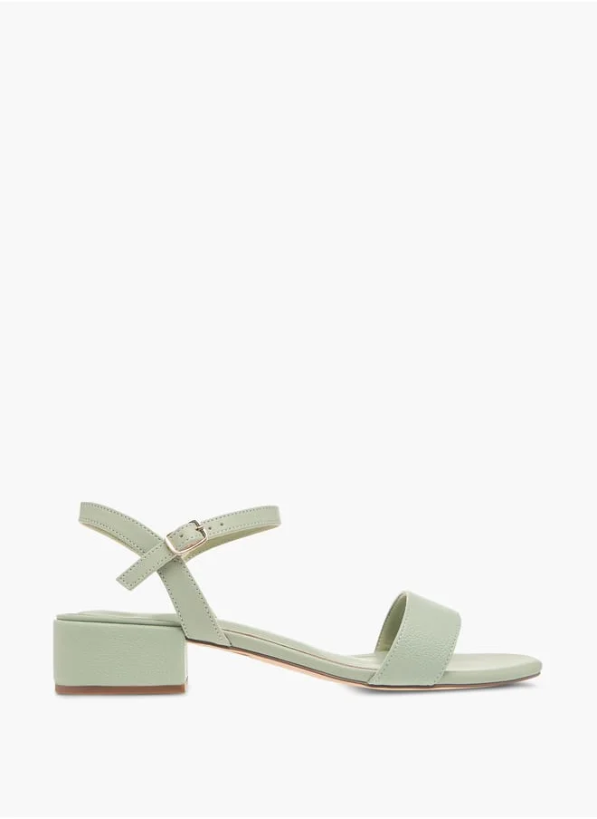 سيليست Women's Textured Sandals with Block Heels and Buckle Closure