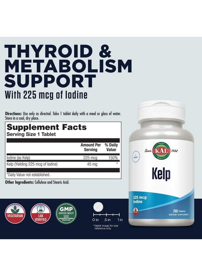 KAL 225 Mcg Kelp Iodine Tablets, 250 Count - Image 2