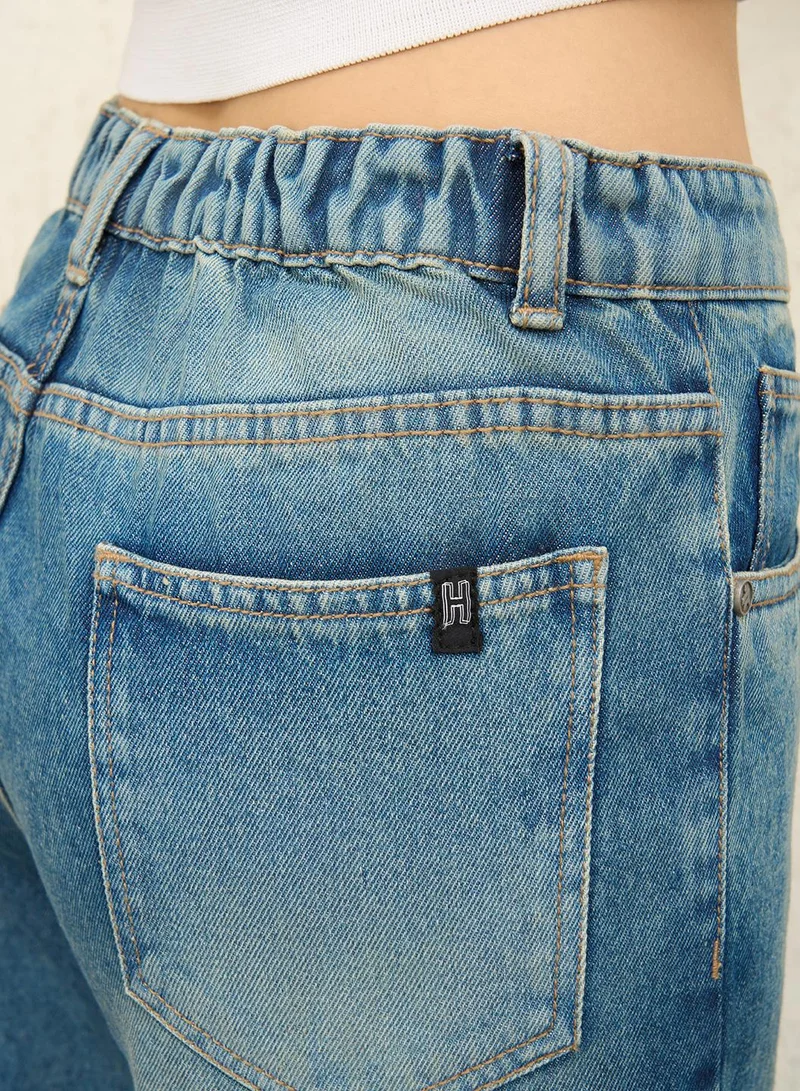 Hubberholme Baggy Indigo Wide Leg High-Rise Jeans for Women