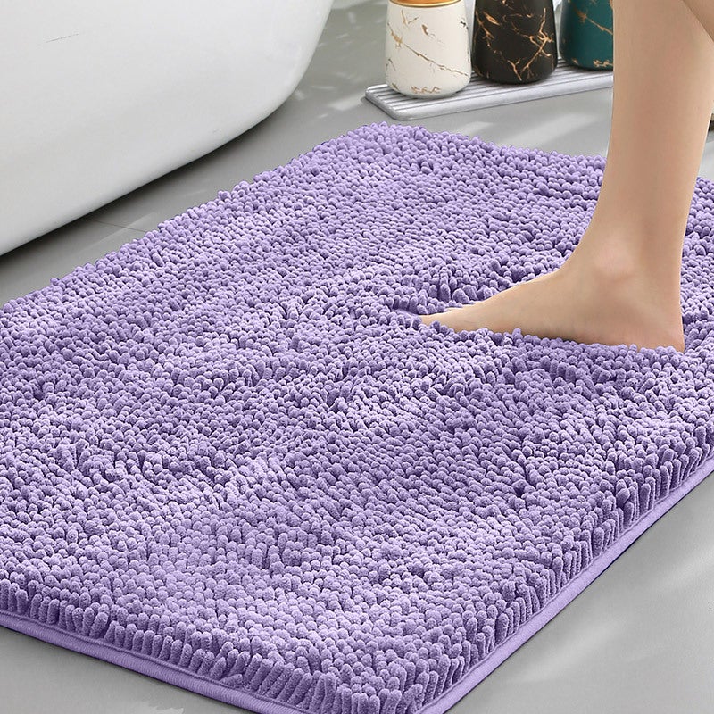 Shower Room Floor Mat, Absorbent Chenille Rug for Bathroom Entrance - Non-Slip, Machine-Washable, Modern Design