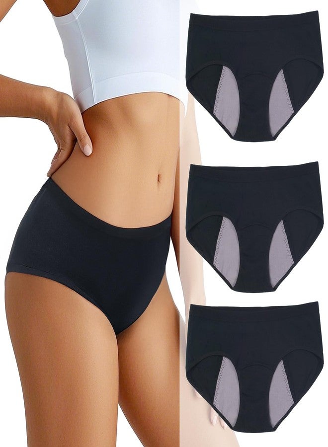 BAJISA Incontinence Underwear for Women, Heavy Flow Cotton Period Panties, Mid-Rise Postpartum Leakproof Underwear Washable 3 Pack, Small - Image 1