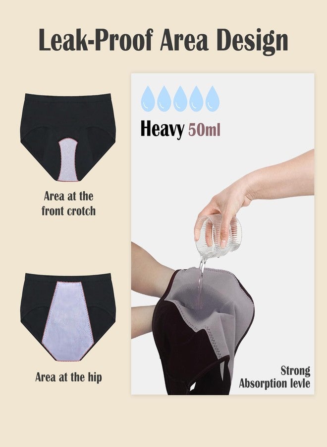 BAJISA Incontinence Underwear for Women, Heavy Flow Cotton Period Panties, Mid-Rise Postpartum Leakproof Underwear Washable 3 Pack, Small - Image 5