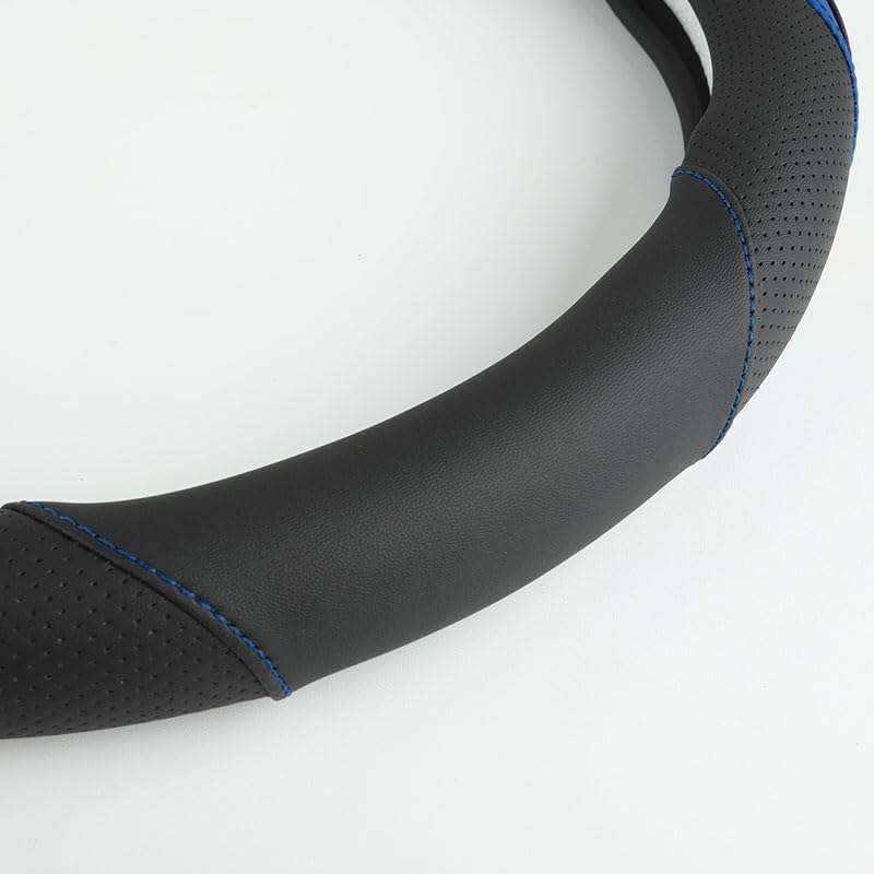 szttswamp Car Steering Wheel Cover Leather Steering Wheel Cover Blue Universal 14515 Inch Microfiber Leather AntiSlip Breathable Auto Steering Wheel Covers for Men Women BlackBlue2 - Image 5