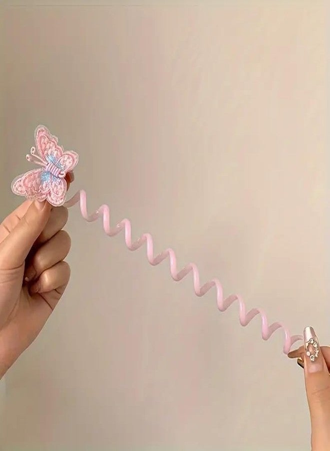 VENIVA Spiral Hair Ties for Girls - 3PCS Colorful Butterfly Telephone Wire Coil Hair Bands | Elastic Ponytail Holders for Kids | No Damage Hair Ties for Braids, Buns, and Everyday Hairstyles | Cute Hair Accessories for Girls - Image 3