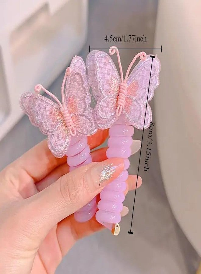 VENIVA Spiral Hair Ties for Girls - 3PCS Colorful Butterfly Telephone Wire Coil Hair Bands | Elastic Ponytail Holders for Kids | No Damage Hair Ties for Braids, Buns, and Everyday Hairstyles | Cute Hair Accessories for Girls - Image 4