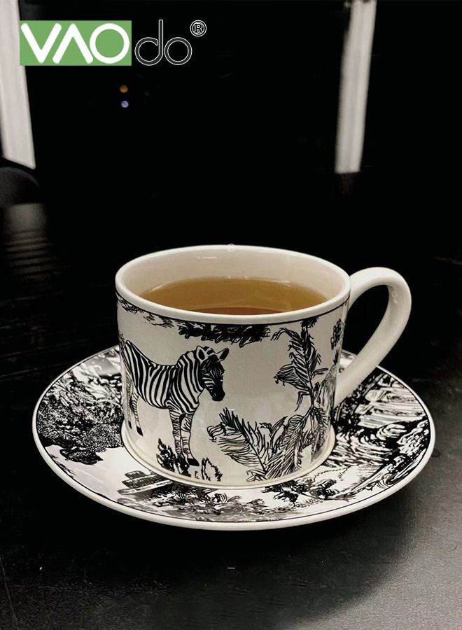 VAOdo 4PCS Coffee Cup and Saucer Set Vintage Premium Mug and Saucer 200ml Highlight Glazed Tea Cup and Saucer Set - Image 3