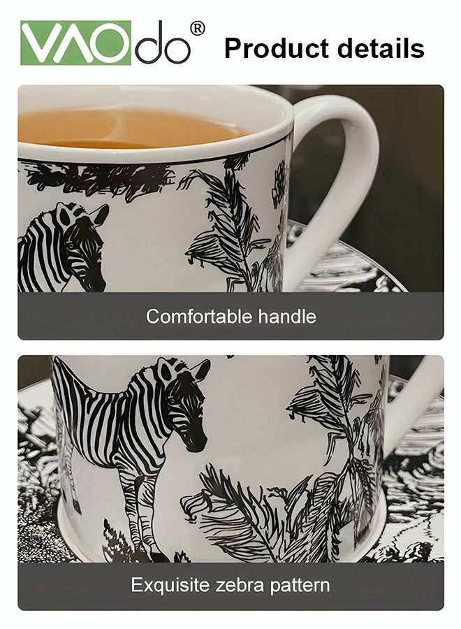 VAOdo 4PCS Coffee Cup and Saucer Set Vintage Premium Mug and Saucer 200ml Highlight Glazed Tea Cup and Saucer Set - Image 2
