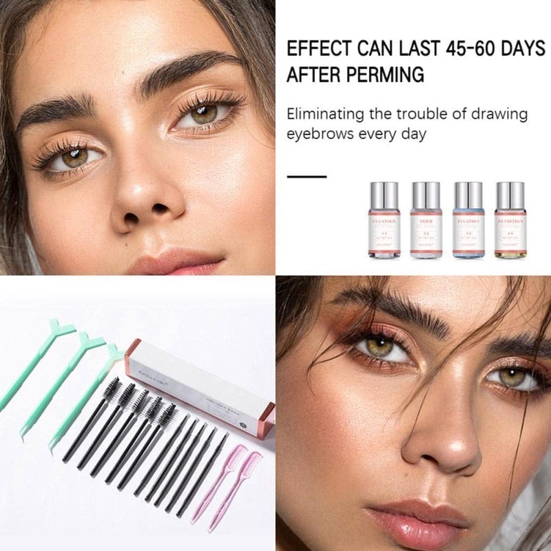 Brow Lamination Eyelash Lifting Kit Eyebrow Long Lasting Fuller Brow Perm Shaping Styling Kit with Cotton Swab Tool with Styling Stick Starter Kit - Image 2