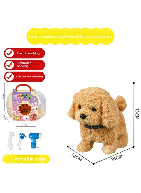Plush Electric Toy Children's Pet Simulation Animal Puppy Rabbit Cat Will Walk Will Call A Stall Wholesale-Color:Pet Space Capsule [little Golden Retriever]-Specification:Three Batteries + Charger + Screwdriver