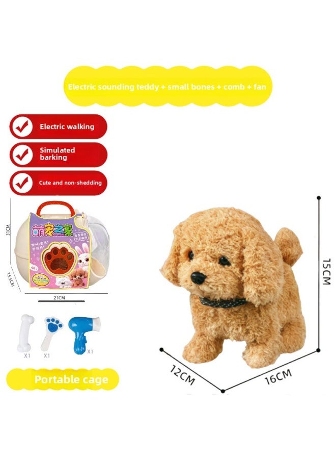 Plush Electric Toy Children's Pet Simulation Animal Puppy Rabbit Cat Will Walk Will Call A Stall Wholesale-Color:Pet Space Capsule [little Golden Retriever]-Specification:Three Batteries + Charger + Screwdriver  - Image 1
